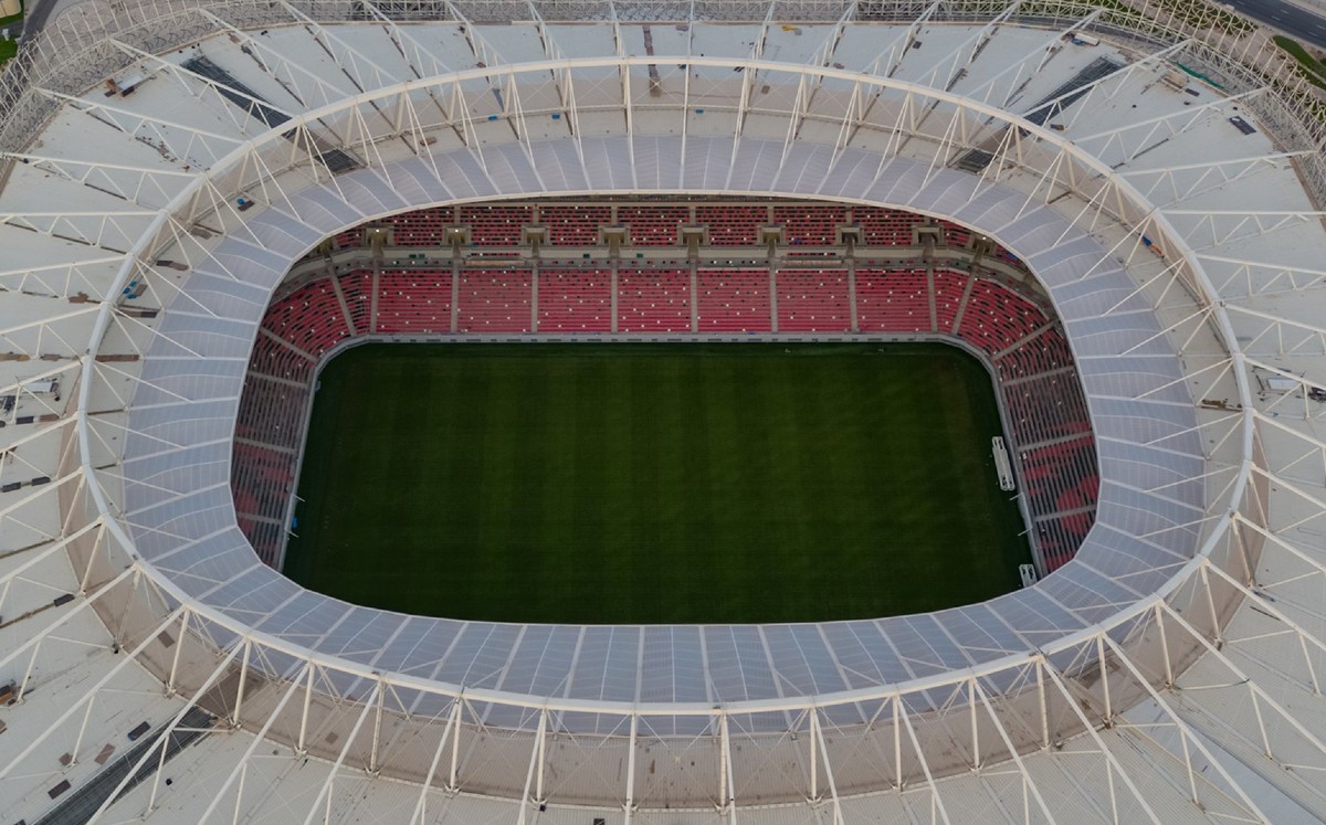 La toma aérea del estadio Al Rayann es espectacular. FOTO: Dunn