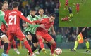 El Betis vs Sevilla tuvo un incidente con un jugador. Foto: AFP y Twitter
