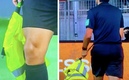 El juez de línea traía un chaleco como banderín. (Foto: captura de pantalla diario MARCA)
