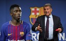 Laporta y Dembelé han tenido diferencias luego de que el jugador no quiso renovar con los culés. FOTOS: AFP.