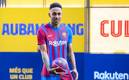 Pierre-Emerick Aubameyang fue presentado como jugador del Barça (AFP)