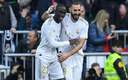 Mendy y Benzema celebrando un gol contra el Atlético de Madrid. (AFP)