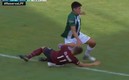 Lautaro Cardozo sufrió una fractura expuesta de la tibia de la pierna derecha (Captura Twitter @SC_ESPN)