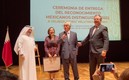 Bora y Ebrard en la ceremonia en Qatar.