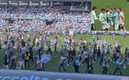 Aficionados del Celta B invadieron el campo para burlarse de los aficionados rivales (Captura Twitter)