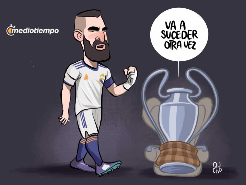Karim Benzema, el sueño de la Champions; cartón de Qucho