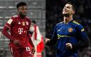 Davies y Cristiano Ronaldo. (@AlphonsoDavies y AFP)