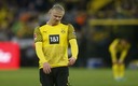 Haaland frustrado en la goleada que sufrió el Dortmund 4-1 vs el Leipzig. (Reuters)