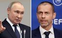 El presidente de Rusia, Vladimir Putin y el mandatario de UEFA en torno, Aleksander Ceferin. (Fotos: Reuters)