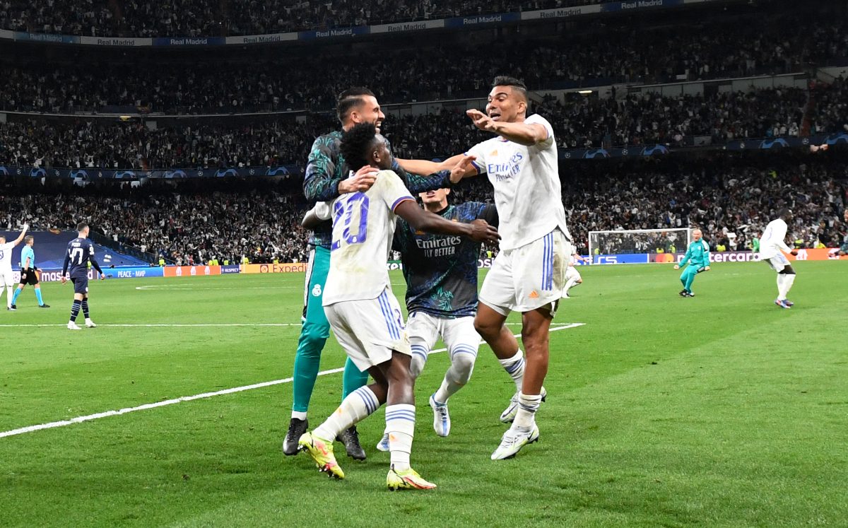 Casemiro festeja el gol de Rodrygo. (FOTO: AFP)
