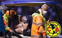 Federico Viñas siendo trasladado fuera del terreno de juego. (MexSport)