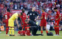 Salah fue sustituido al minuto 33. (Reuters)