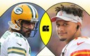 Aaron Rodgers y Patrick Mahomes (Captura de Twitter Bleacher Report).