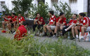 Aficionados del Liverpool en París para la Final de Champions 2022. (AFP)