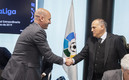 Luis Rubiales y Javier Tebas en la junta de LaLiga. (FOTO: DPA)
