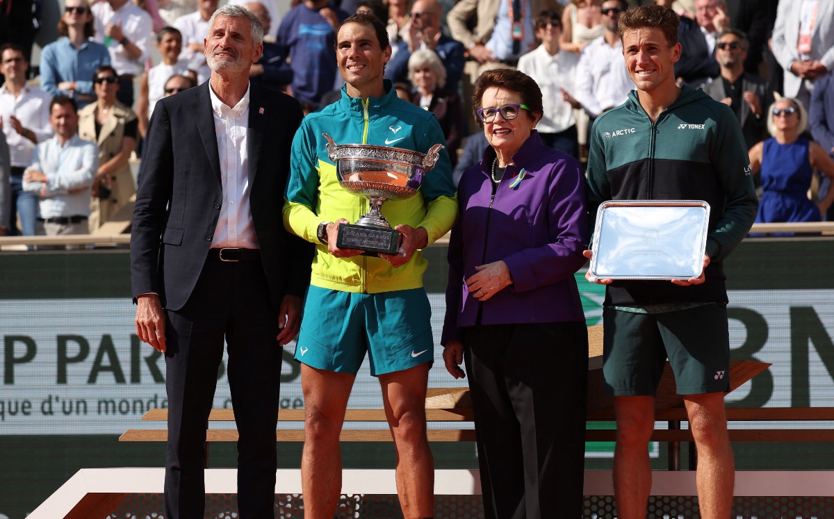 Rafa Nadal y Casper Ruud en la Final de Roland Garros (AFP).