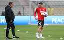 Lewandowski en un entrenamiento de Polonia. (AFP)