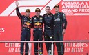 El podio del Gran Premio de Azerbaiyán (AFP).