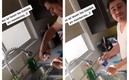 Así lavan los traste en Nuevo León, con cerveza.
