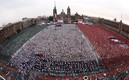 Clase masiva en el Zócalo formó la bandera de México.  Foto: Twitter Claudia Sheinbaum