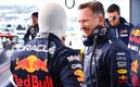 Checo Pérez y Christian Horner (AFP).