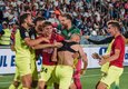 Jugadores del Girona celebrando el triunfo ante Tenerife. (Girona)