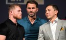 Canelo y Golovkin tuvieron su primer cara a cara. FOTO: AFP.