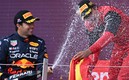 Checo y Sainz, en el podio | AFP