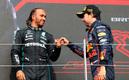 Lewis Hamilton y Checo Pérez tuvieron otra gran batalla. (Foto: AFP)