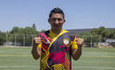 César Villaluz con el uniforme de Halcones de Querétaro (Hoy Querétaro)