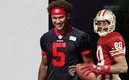Trey Lance y Jerry Rice (Captura de Twitter San Francisco 49ers).