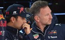 Checo Pérez y Christian Horner (AFP).