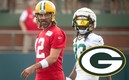 Aaron Rodgers y Aaron Jones (Reuters).