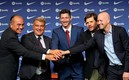 Laporta presentó a Lewandowski este viernes en Barcelona. FOTO: EFE.