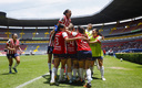 Chivas celebrando una de las anotaciones ante Atlas. (Imago7)