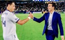 Chicharito y Riqui Puig (Captura de Twitter LA Galaxy).