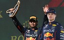 Checo Pérez y Max Verstappen (AFP).