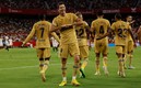 Lewandowski celebra su gol en la goleada al Sevilla. Foto: Reuters