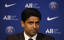 Nasser Al-Khelaifi en la rueda de prensa de Kylian Mbappé. (Reuters)