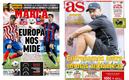 Las portadas en los diarios deportivos de Europa.