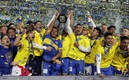 La escuadra de Boca Juniors celebrando (AFP).
