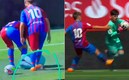 Los niños del FC Barcelona pisaron y patearon al portero del Espanyol. (Capturas de Twitter)