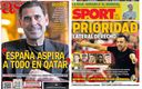 España y el Barcelona, claves en las portadas deportivas. (AS y Sport)