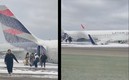 Así quedó el avión tras el choque con los bomberos.