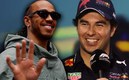 Lewis Hamilton y Checo Pérez, pilotos de F1 en Mercedes y Red Bull, respectivamente. (Reuters)