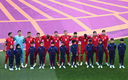 Los jugadores iraníes durante el himno. (Reuters)