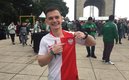 El aficionado polaco en el fan fest de la CDMX. (FOTO: Edgar Malagón)
