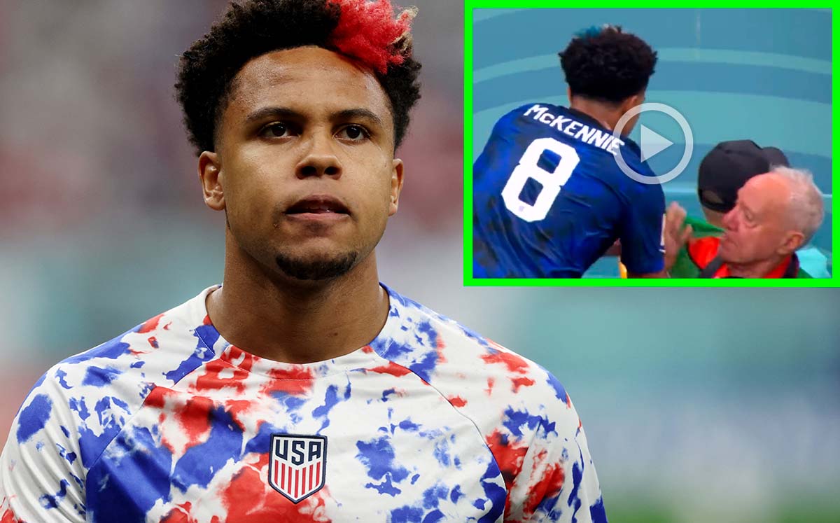 Weston McKennie y el fotógrafo al que usó como "toalla" en el Mundial, (Reuters)