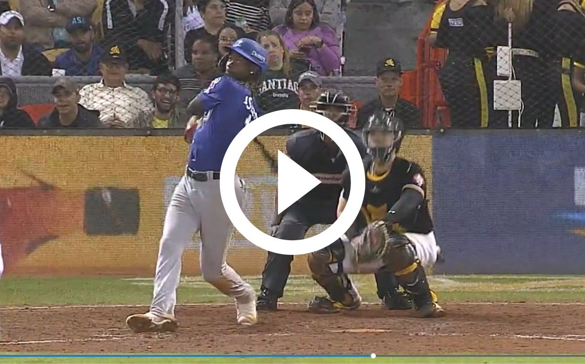 Oneil Cruz dio su segundo jonrón con el Licey en la pelota invernal. (Captura de pantalla)