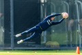 El guardameta de los auriazules, durante el entrenamiento. Foto: (PumasMX)